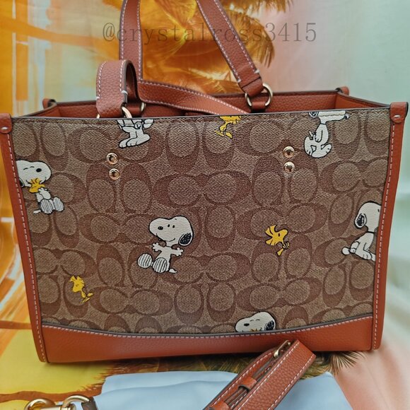 Coach Brown Snoopy and Woodstock Tote - Picture 4 of 11